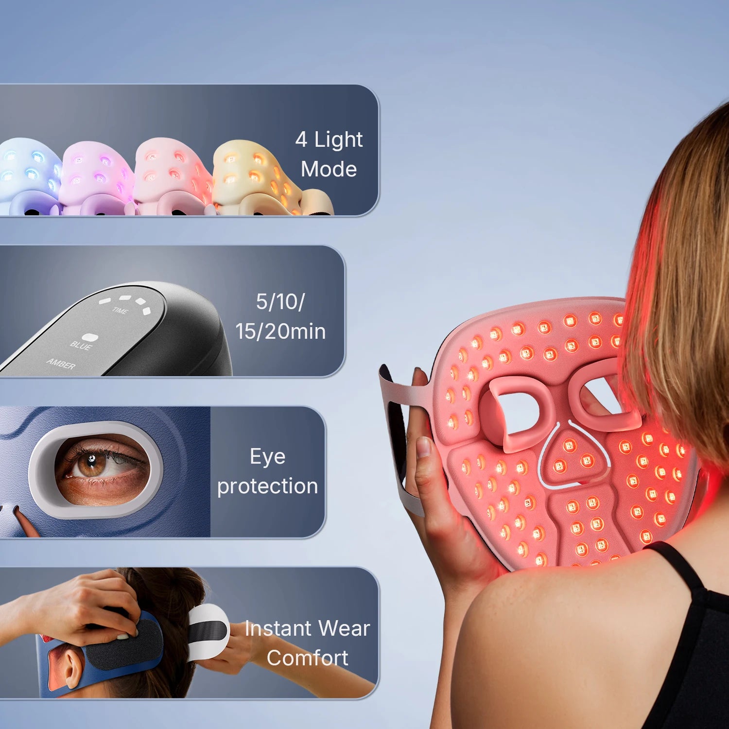 Wireless LED Red Light Therapy Face Mask – Rechargeable 660nm & Near Infrared Light for Radiant Skin Secondary image