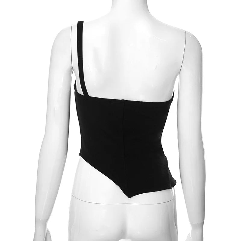 Vesper Asymmetrical Corset Crop Top One-piece