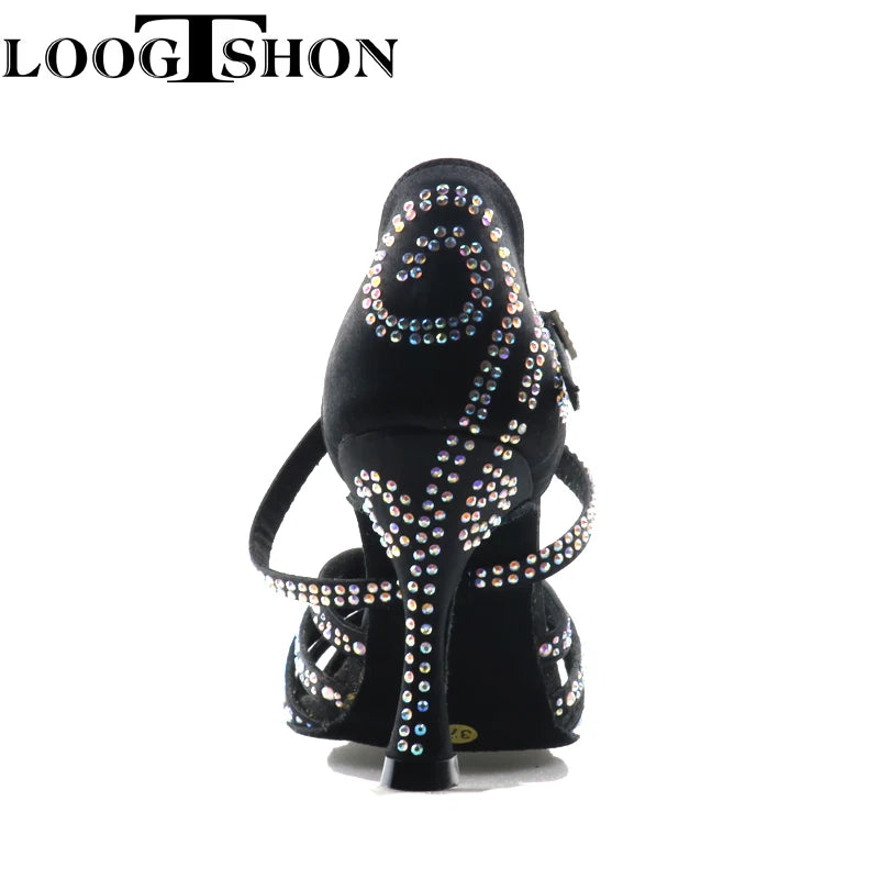 2020 Professional Adult Women's Rhinestone Latin Dance Shoes 10CM High Heel Soft Samba Lumba Chacha Dance Shoes For Ballroom