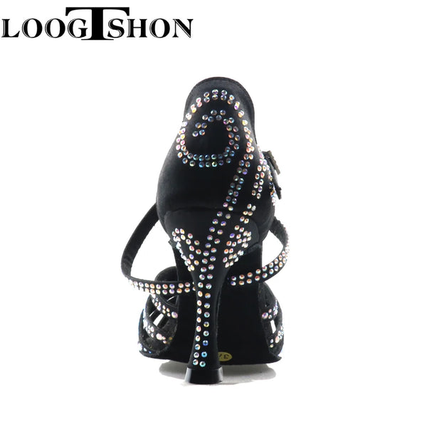 2020 Professional Adult Women's Rhinestone Latin Dance Shoes 10CM High Heel Soft Samba Lumba Chacha Dance Shoes For Ballroom