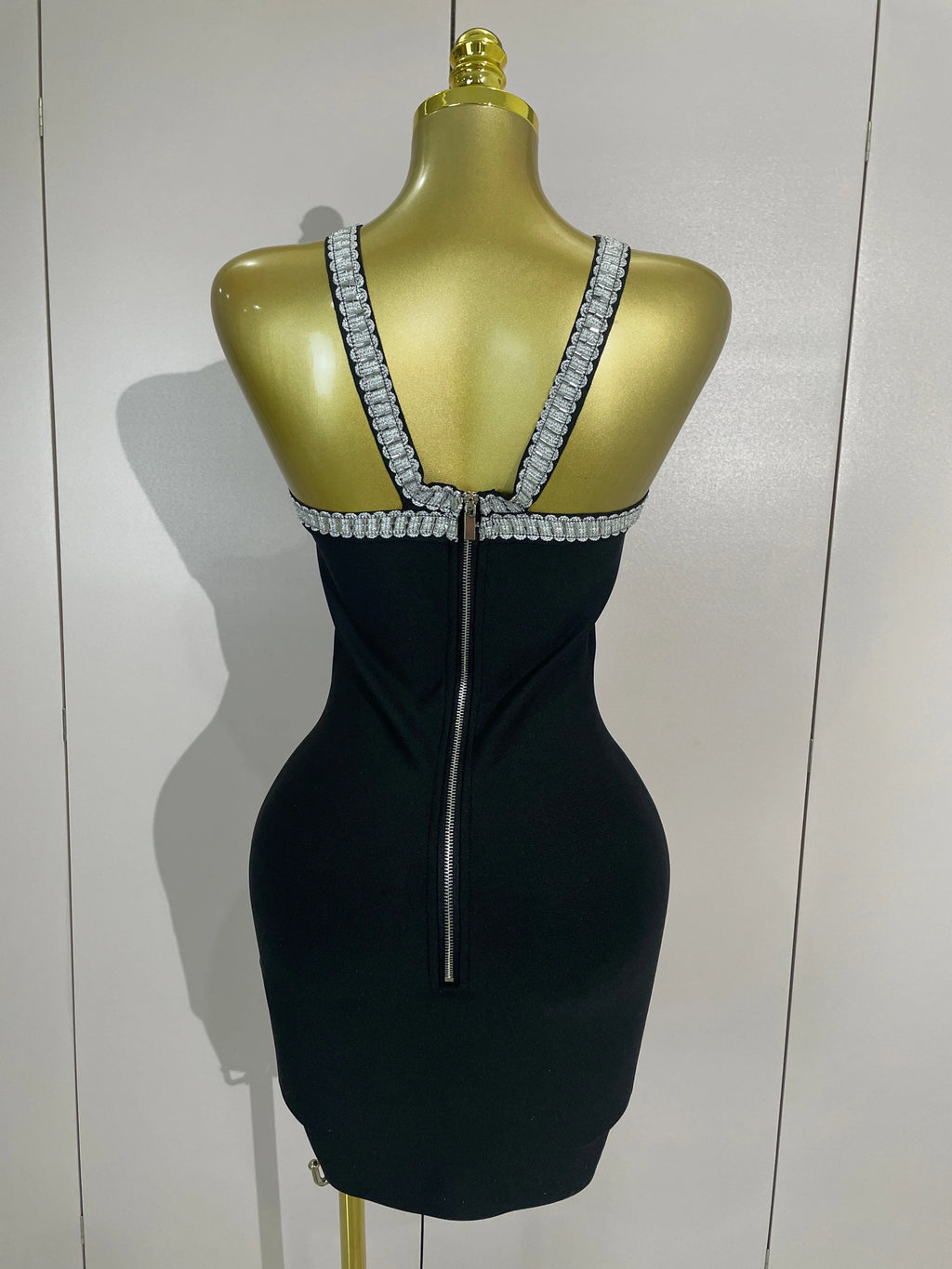 Valentina Black Sequin Backless Bodycon Mini Dress