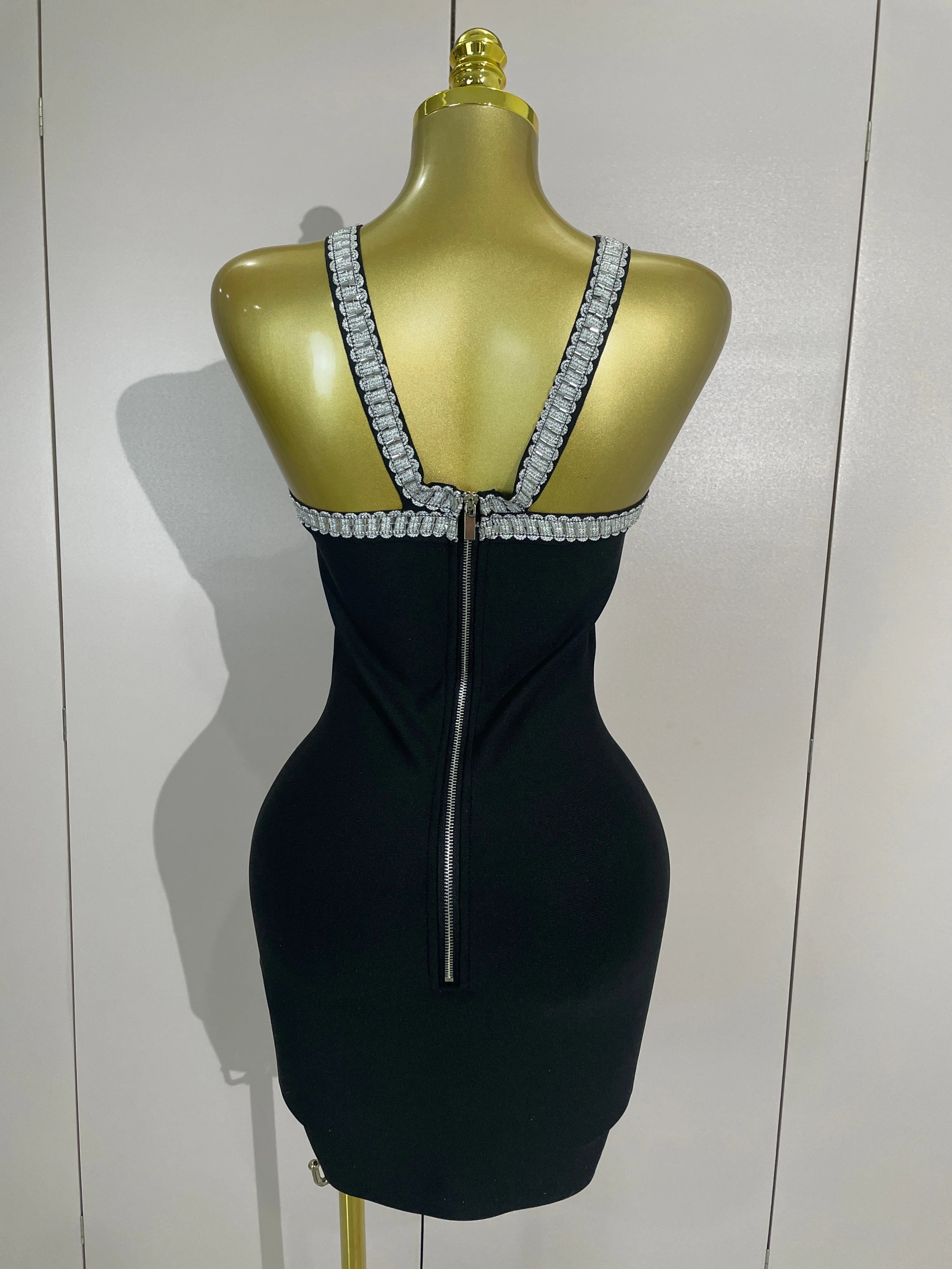 Valentina Black Sequin Backless Bodycon Mini Dress
