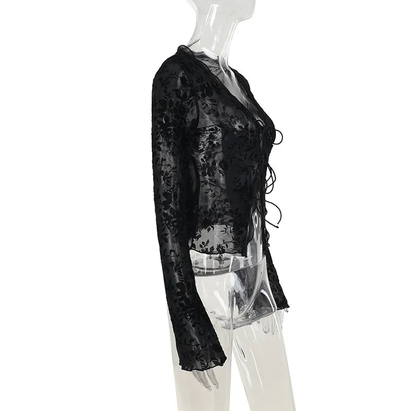 Bohdana Sheer Floral Flare-Sleeve Blouse One-piece Secondary image