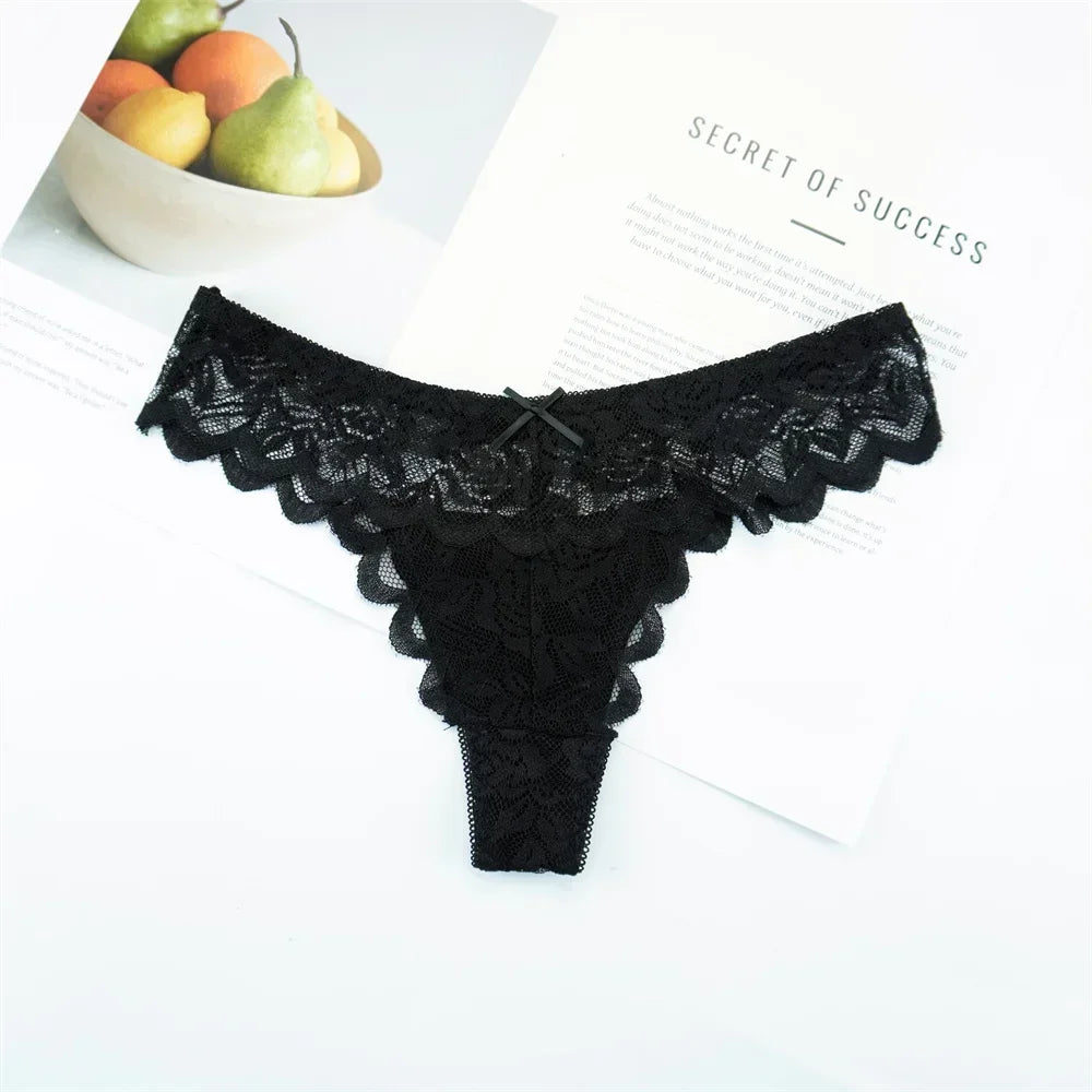 Violetta Sheer Lace G-String Panty Pack Lingerie 3-piece