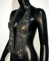 Sienna Crystal Drape Halter Top One-piece