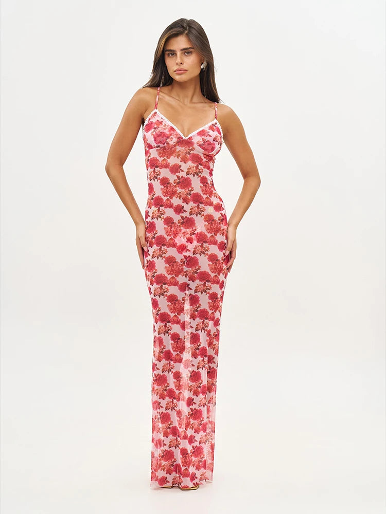 Marisa Red Floral String Bikini & Mesh Cover-Up Dress Collection