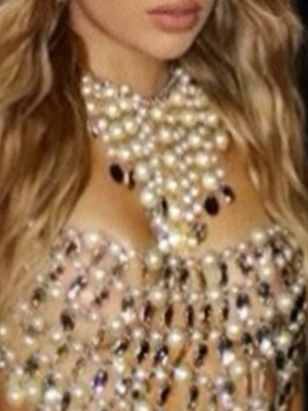 Sexy see through metal rhinestone crop top summer beach nightclub party tops for woman y2k clothes cropped halter tank top suits