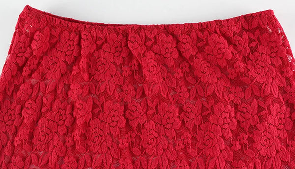 Fenwicka Red Lace Cami Top & Sheer Maxi Skirt Two-Piece Set