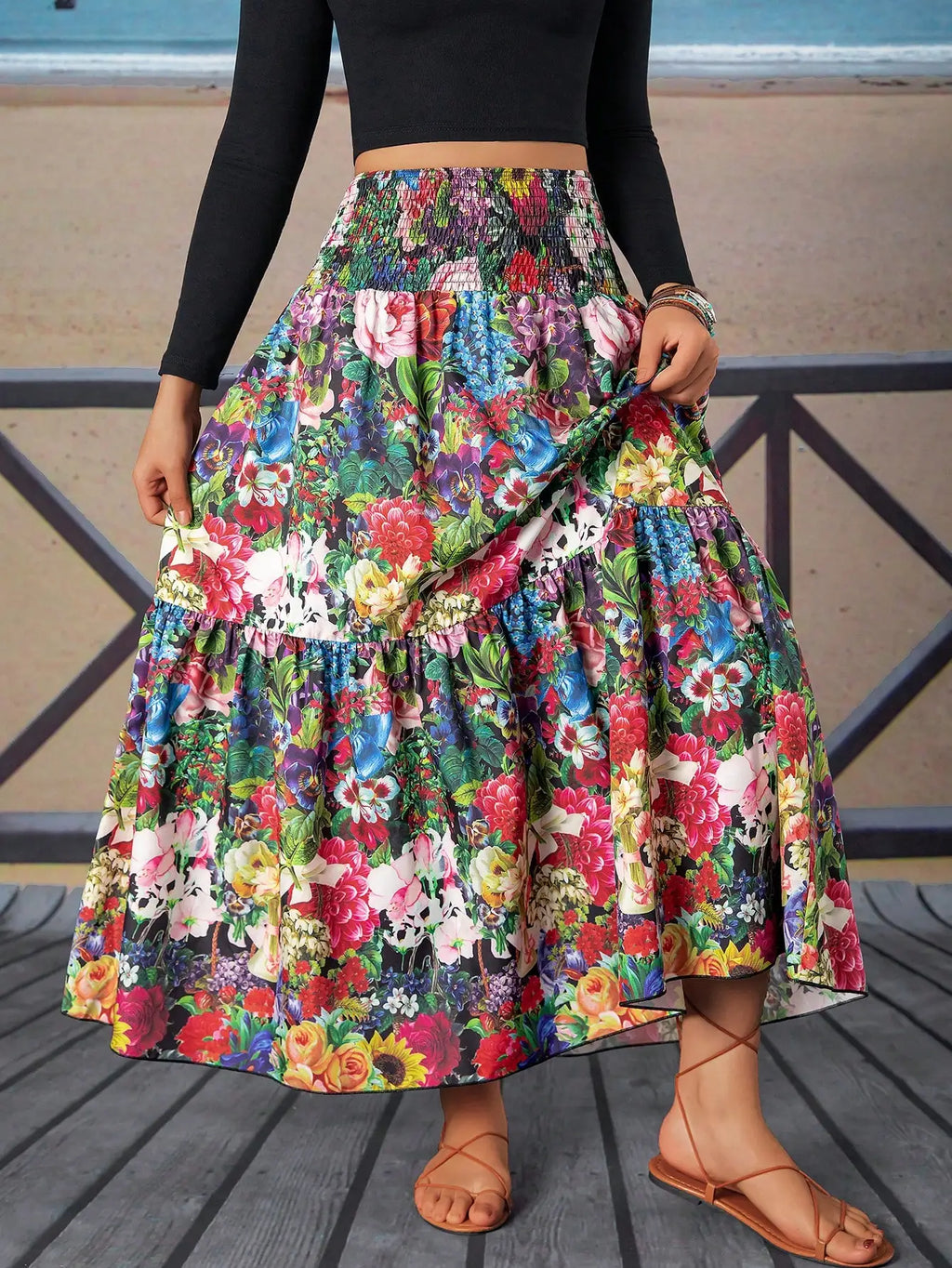 Veda A-Line Floral Maxi Skirt One-piece