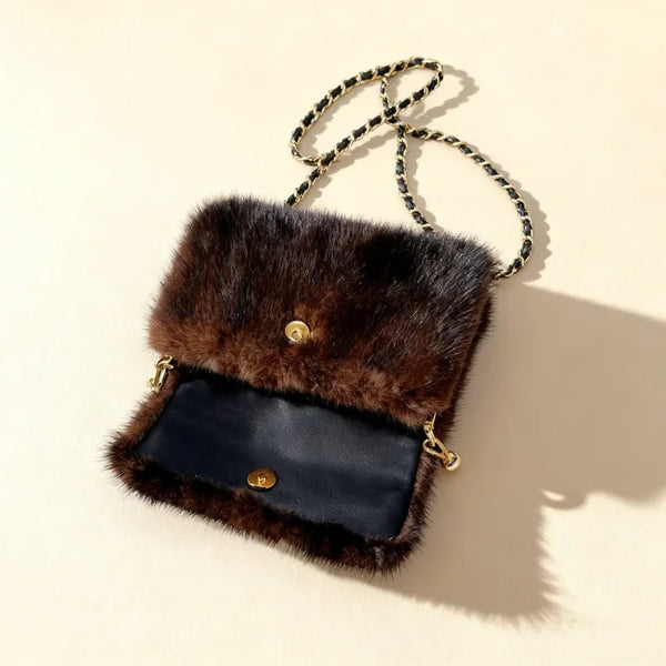 Mink Women's Bag Luxury Handbag Women Furry Female Bags For Women's Shoulder Bags Trend 2025 Luxury Bag Designers Crossbody Bags