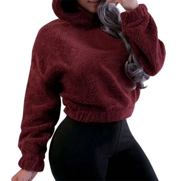 Bryony Fluffy Bear-Ears Cropped Hoodie One-piece