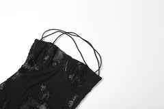Isabella Spaghetti Strap Floral Embroidered Bodycon Maxi Dress