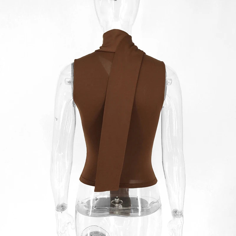 Cecelia Soft Whisper Ruched Draped Sleeveless Scarf Top One-piece