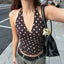 Sophie Mocha Polka Dot Halter Top