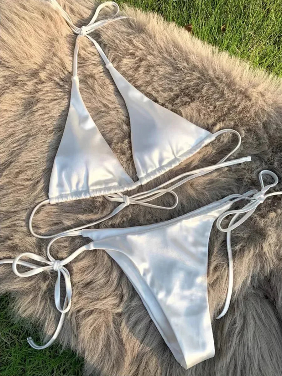 Valentina Metallic Wrap Halter Bikini Two-piece