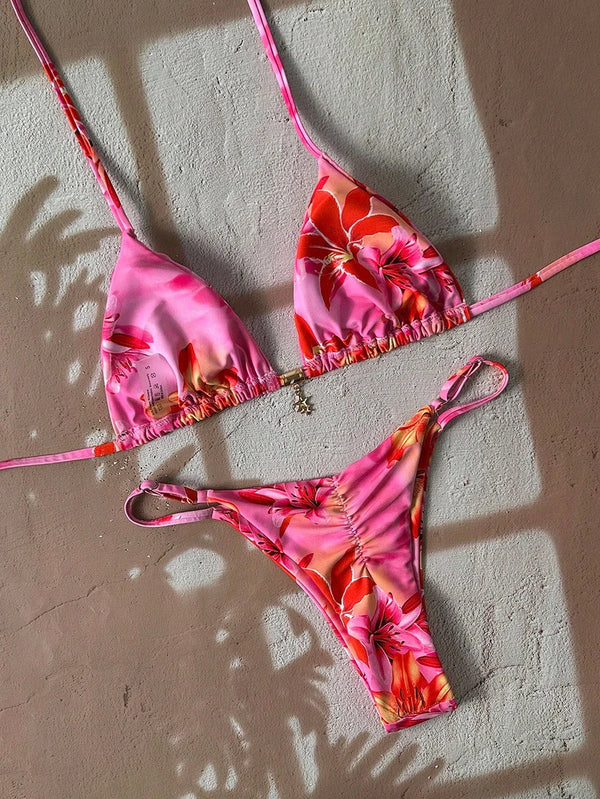 Bella Leopard Print Triangle Bikini Set
