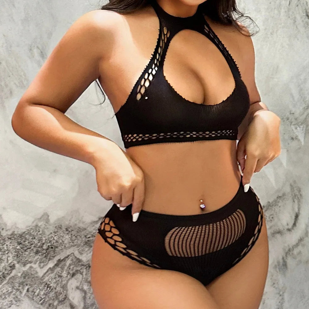 Nixie Mesh Garter-Belt Lingerie Set