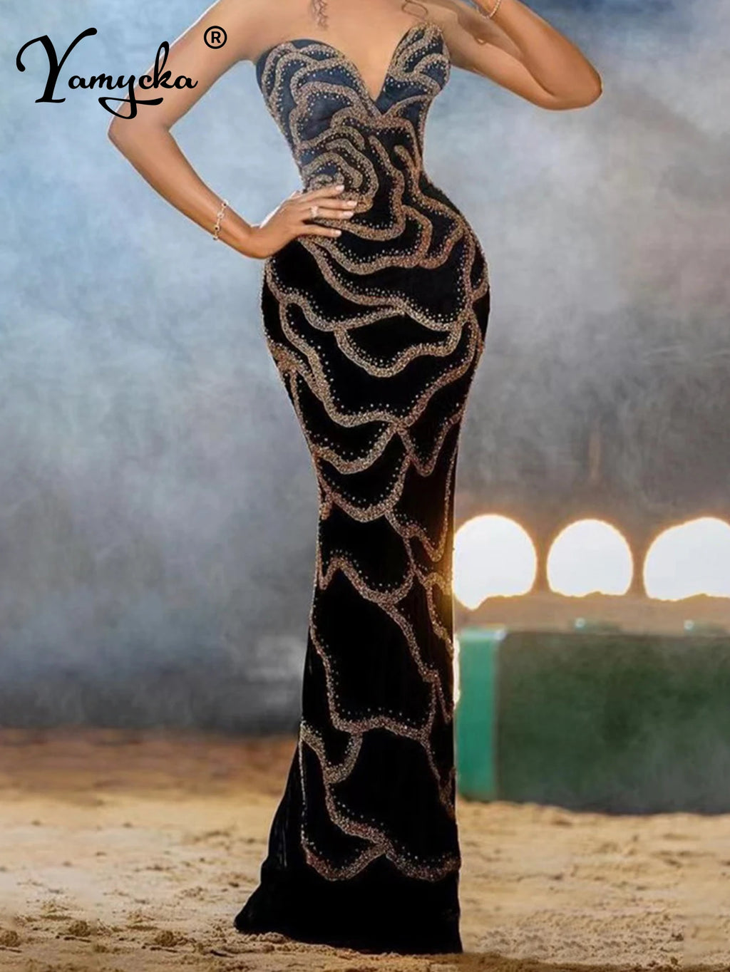 Catriona Sequin Strapless Bodycon Maxi Dress