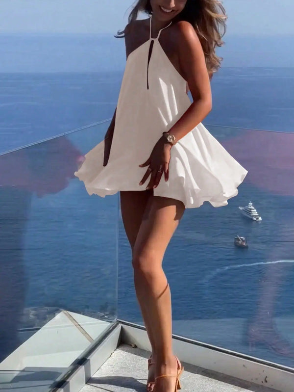 Brielle Deep-V Backless Beach Mini Dress