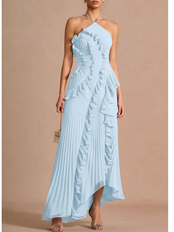 Saskia Ruched Backless A-Line Maxi Dress