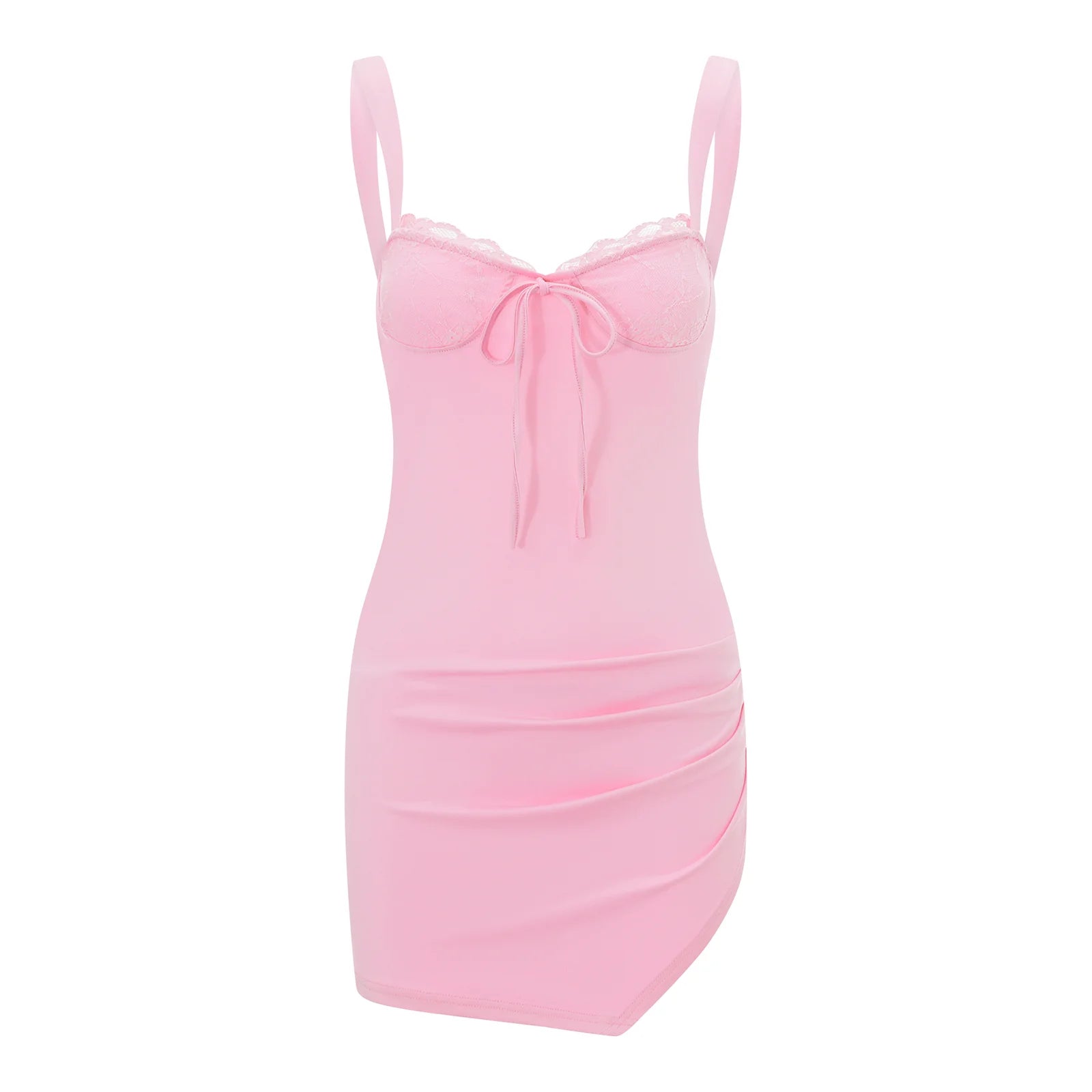 hirigin Sexy Women Sleeveless Bodycon Dress Summer Lace Trim Bandage Ruched Slit Party Mini Dress for Cocktail Nightclub Beach