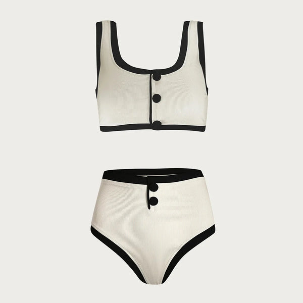 Sexy Black White Bikinis Women Swimsuit 2024 New High Waist Swimwear Female Bathing Suit Beachwear Biquini Maillot de bain