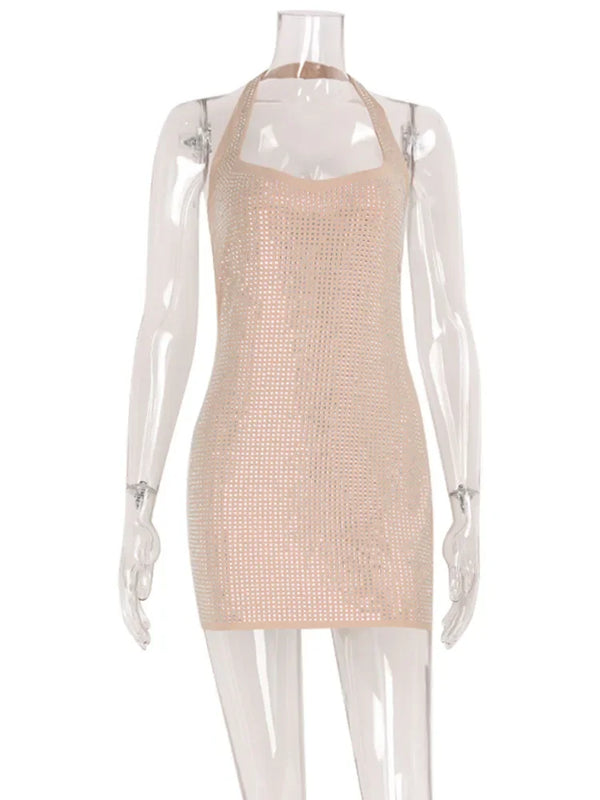Corinne Rhinestone Halter Bodycon Mini Dress