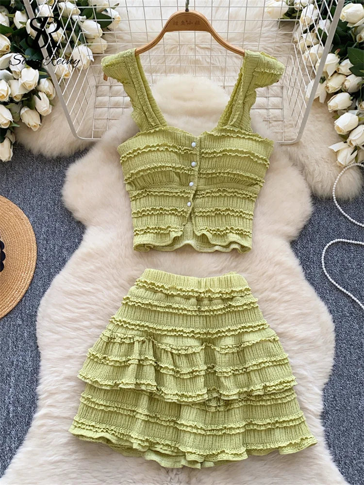 Lisette Strapless Ruffle Top & Mini Skirt Two-piece
