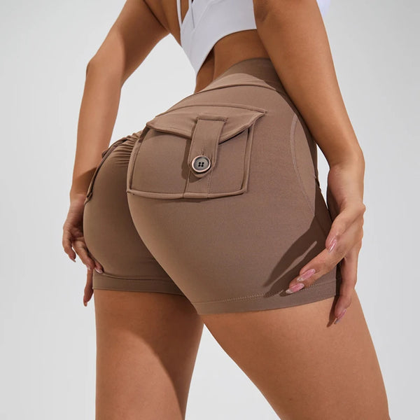 Mira Pocket Scrunch High-Waist Yoga Shorts One-piece