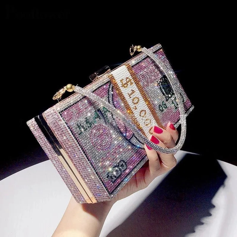 Odessa Crystal Money-Stack Box Clutch