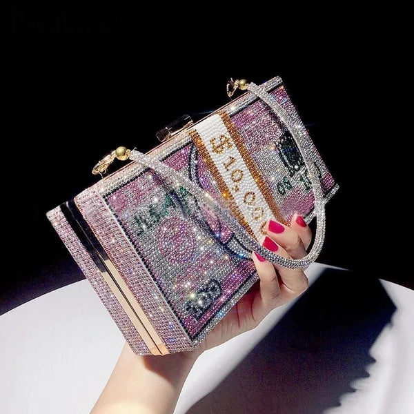 Odessa Crystal Money-Stack Box Clutch