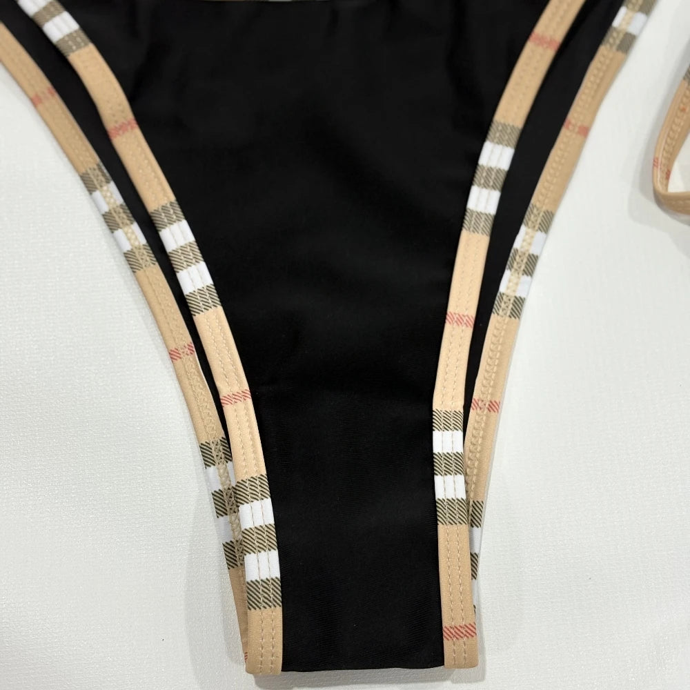 Luxury Stripe Halter Bikini Set for Women, Two-Piece Sexy Swimsuit Bathing Suit, Fashion Beach Swimwear