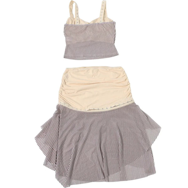 Sienna Striped Asymmetrical Cami Midi Skirt Set Two-piece