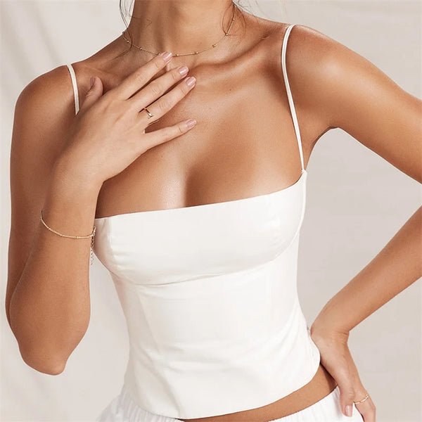 Zaruhi Square-Neck Corset Cami Crop Top One-piece