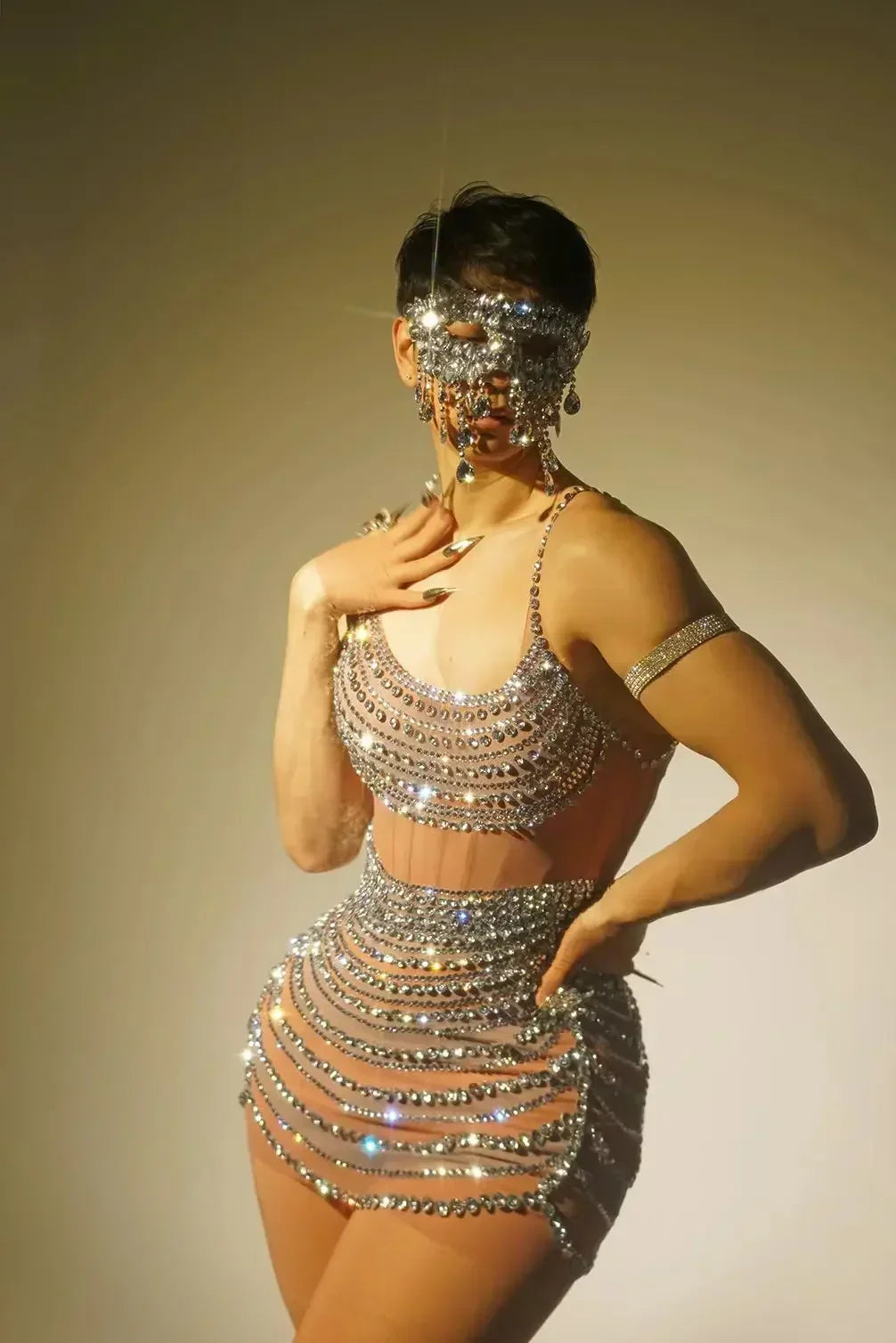 Melisande Rhinestone Stage Performance Dress