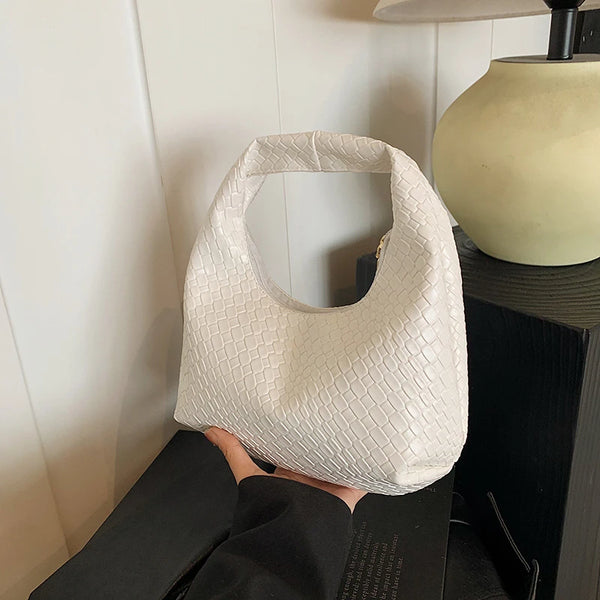 Henrietta Woven Faux-Leather Top-Handle Hobo Bag