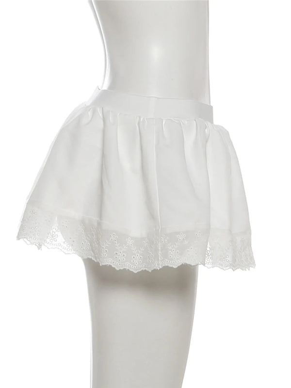 Marzena Eyelet Lace Ruffle Crop Top & Mini Skirt Two-piece