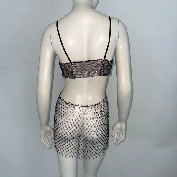 Nyra Rhinestone Fishnet Maxi Dress