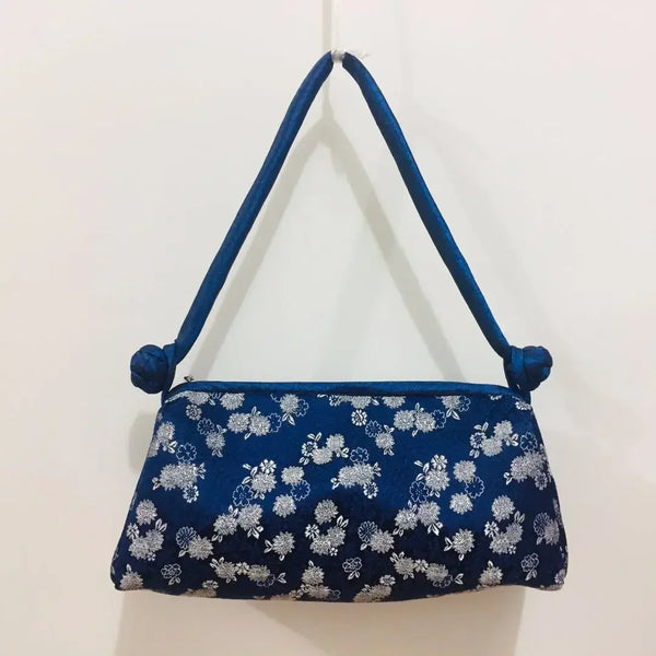 Jade Garden Embroidered Satin Shoulder Bag