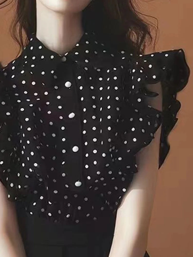 Harlow Polka Dot Short-Sleeve Blouse One-piece