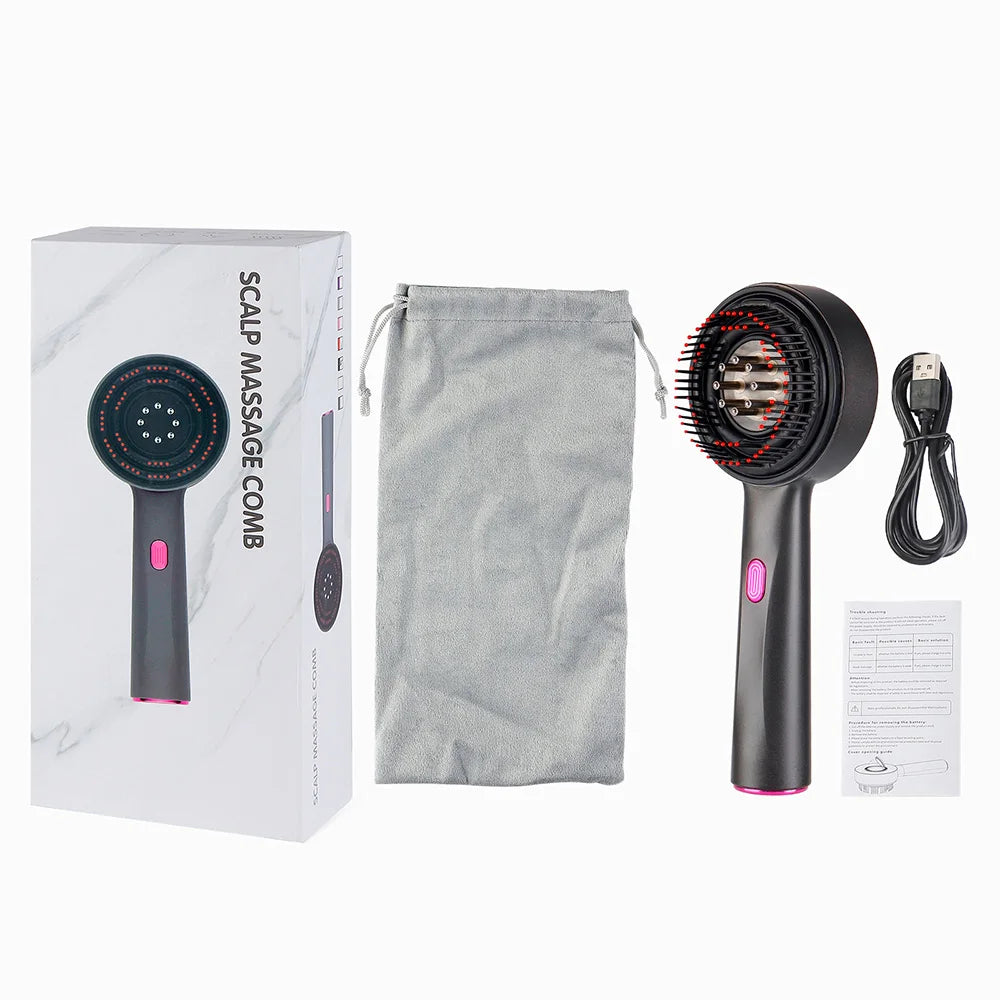 Electric Red Light Therapy Scalp Massage Comb – Rechargeable Hair Growth Brush with Vibration, Oil Applicator & EMS Massage