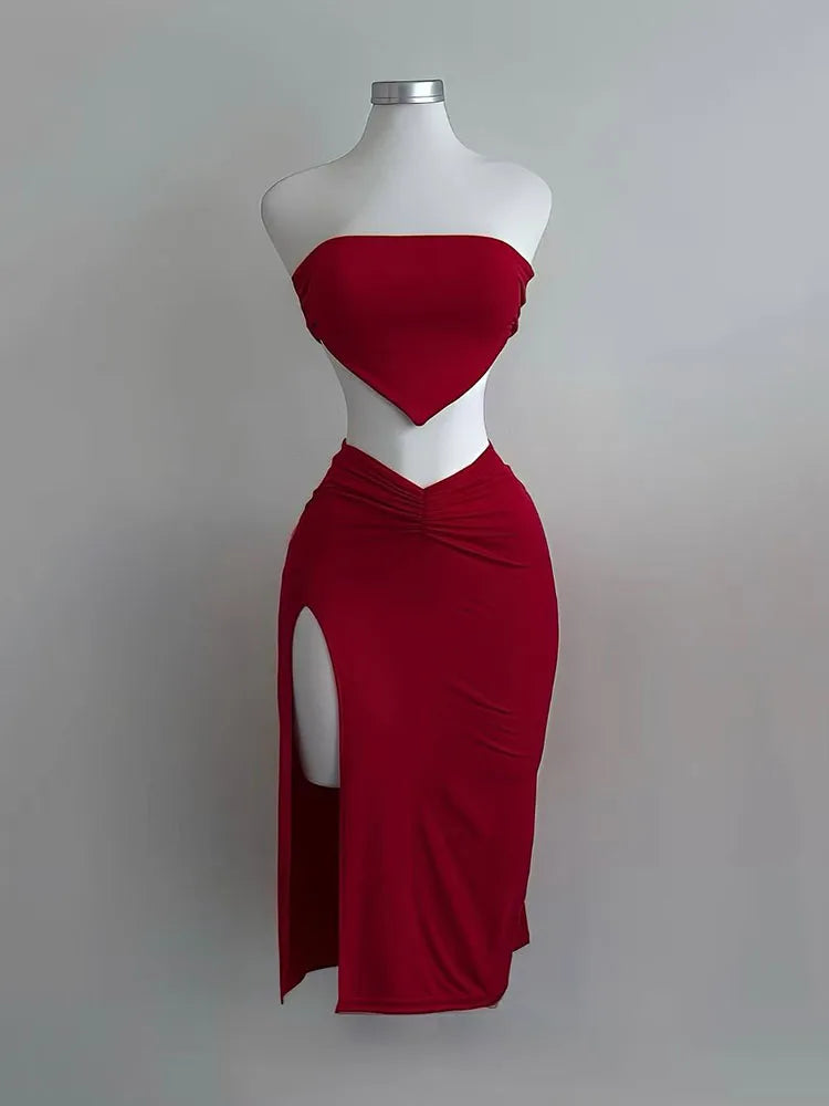 Romilly Strapless Crop Top & Split Midi Skirt Two-piece