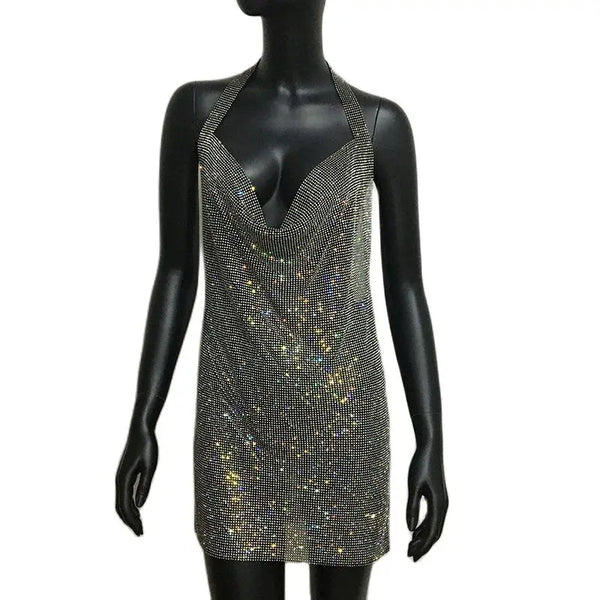 Evangeline Rhinestone Backless Bodycon Mini Dress