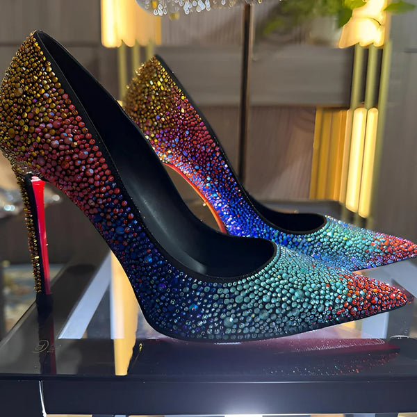 Viorica Ombré Rhinestone Pointed-Toe Stiletto Pumps