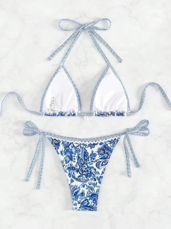 2025 Halter String Triangle Two Piece Bikini Women Swimwear Female Swimsuit Bathers Bathing Swimming Suit Beachwear Summer