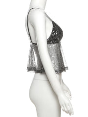 Luna Starlight Sequin Spaghetti Strap Party Top