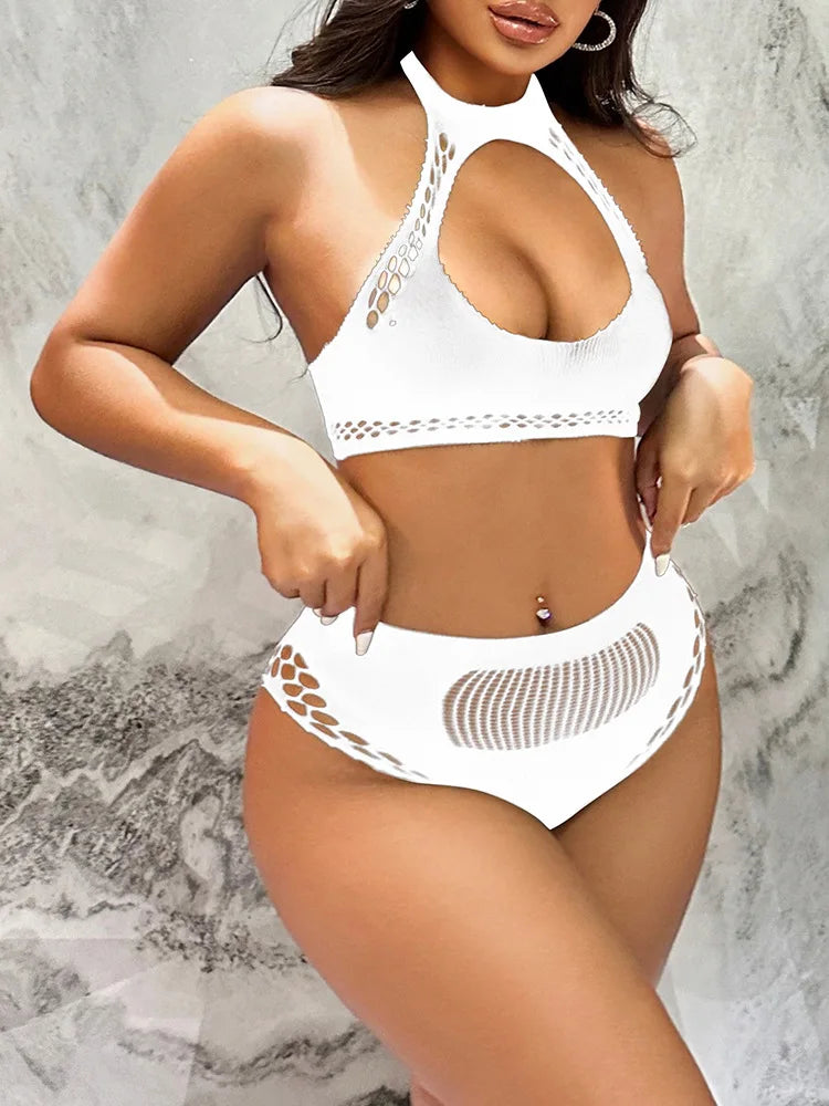 Nixie Mesh Garter-Belt Lingerie Set