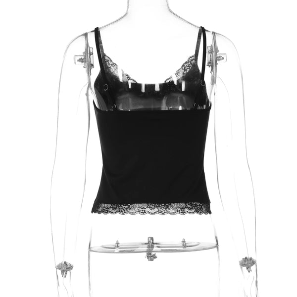 Keturah Lace Patchwork Trim Crop Cami One-piece