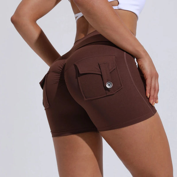 Mira Pocket Scrunch High-Waist Yoga Shorts One-piece