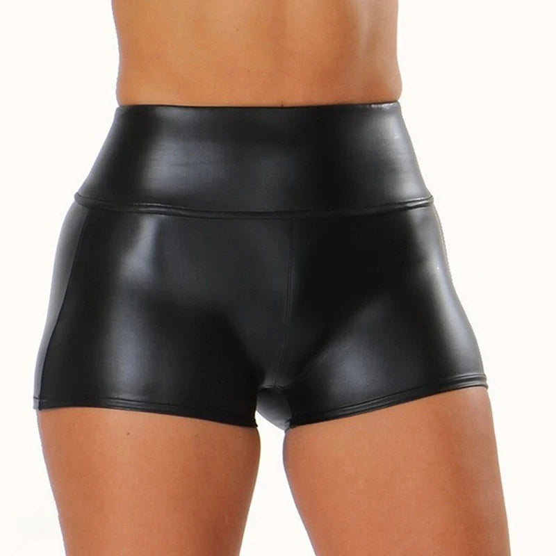 Veda High-Waist PU Leather Shorts One-piece